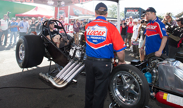 Shane van Gisbergen tries out Lucas Oil Funny Car